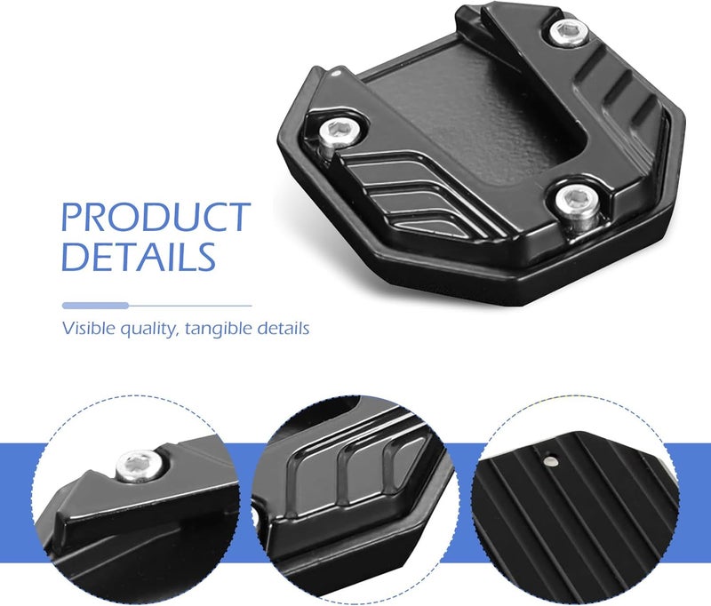 Bawkars Motorcycle Kickstand Pad, Aluminum Alloy Side Stand Extension Plate, Anti-Sink Support Accessory, Universal Kickstand Foot Pad for Most Motorcycles (Black)​ - Image 3